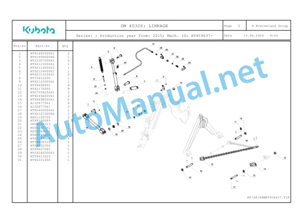 Kubota DM 4032S Parts Manual PDF 2 Kubota DM 4032S Parts Manual PDF-2