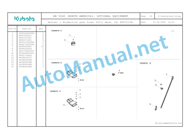 Kubota DM 5040 (NORTH AMERICA) Parts Manual PDF 5 Kubota DM 5040 (NORTH AMERICA) Parts Manual PDF-5