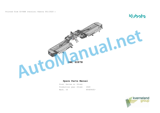 Kubota DMC 6087N Parts Manual PDF 1 Kubota DMC 6087N Parts Manual PDF