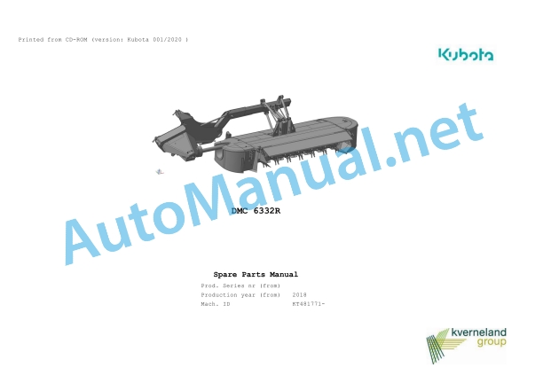 Kubota DMC 6332R Parts Manual PDF 1 Kubota DMC 6332R Parts Manual PDF