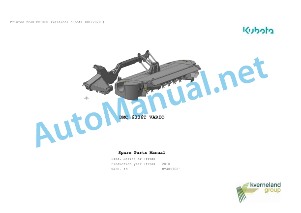 Kubota DMC 6336T VARIO Parts Manual PDF 1 Kubota DMC 6336T VARIO Parts Manual PDF