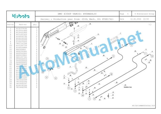 Kubota DMC 6336T VARIO Parts Manual PDF 2 Kubota DMC 6336T VARIO Parts Manual PDF-2