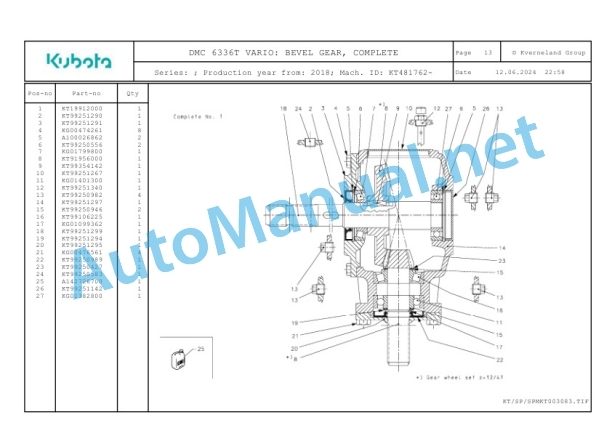 Kubota DMC 6336T VARIO Parts Manual PDF 3 Kubota DMC 6336T VARIO Parts Manual PDF-3