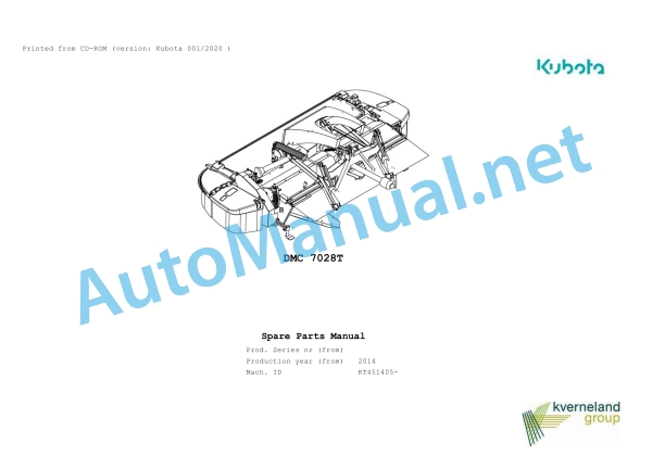 Kubota DMC 7028T Parts Manual PDF 1 Kubota DMC 7028T Parts Manual PDF