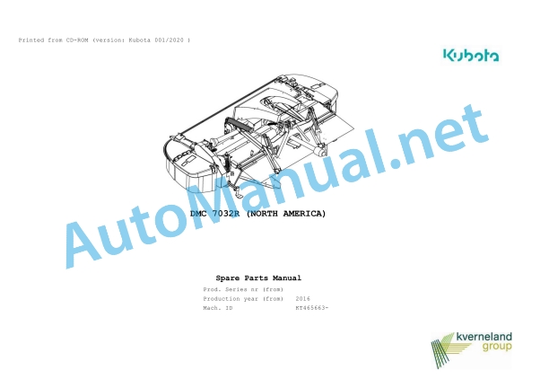 Kubota DMC 7032R (NORTH AMERICA) Parts Manual PDF 1 Kubota DMC 7032R (NORTH AMERICA) Parts Manual PDF