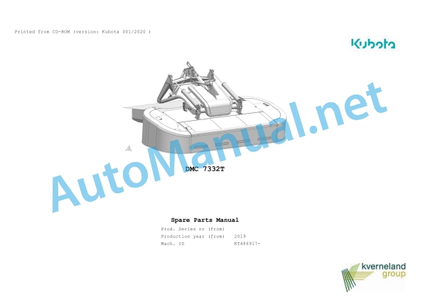 Kubota DMC 7332T Parts Manual PDF 1 Kubota DMC 7332T Parts Manual PDF