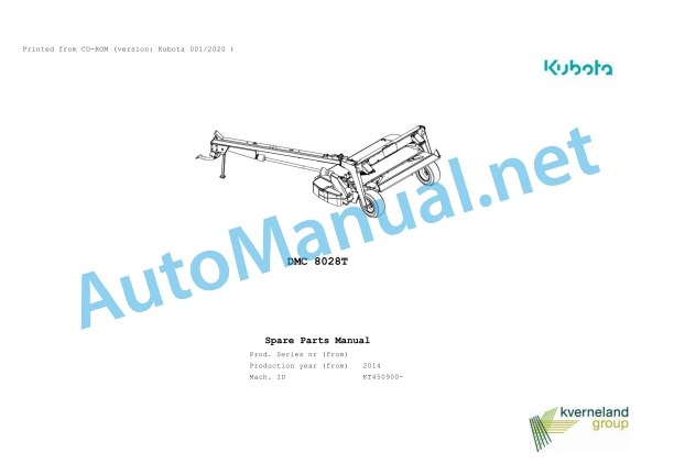 Kubota DMC 8028T Parts Manual PDF 1 Kubota DMC 8028T Parts Manual PDF