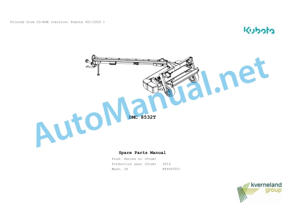 Kubota DMC 8532T Parts Manual PDF 1 Kubota DMC 8532T Parts Manual PDF