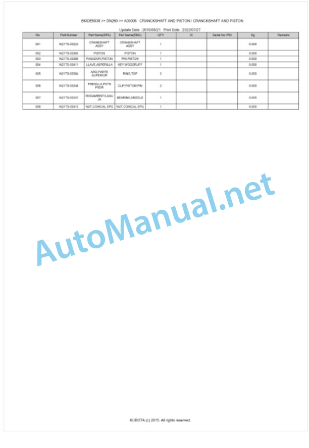 Kubota DN260 Parts Manual PDF 3 Kubota DN260 Parts Manual PDF-3
