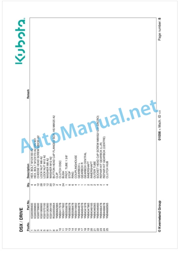 Kubota DSX Parts Manual PDF 2 Kubota DSX Parts Manual PDF-2