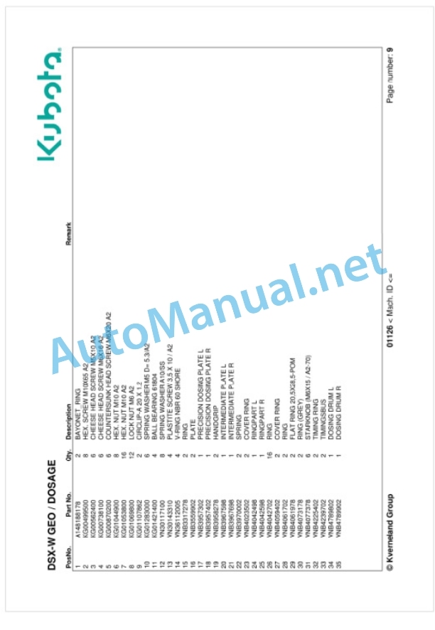 Kubota DSX-W GEO Parts Manual PDF 2 Kubota DSX-W GEO Parts Manual PDF-2