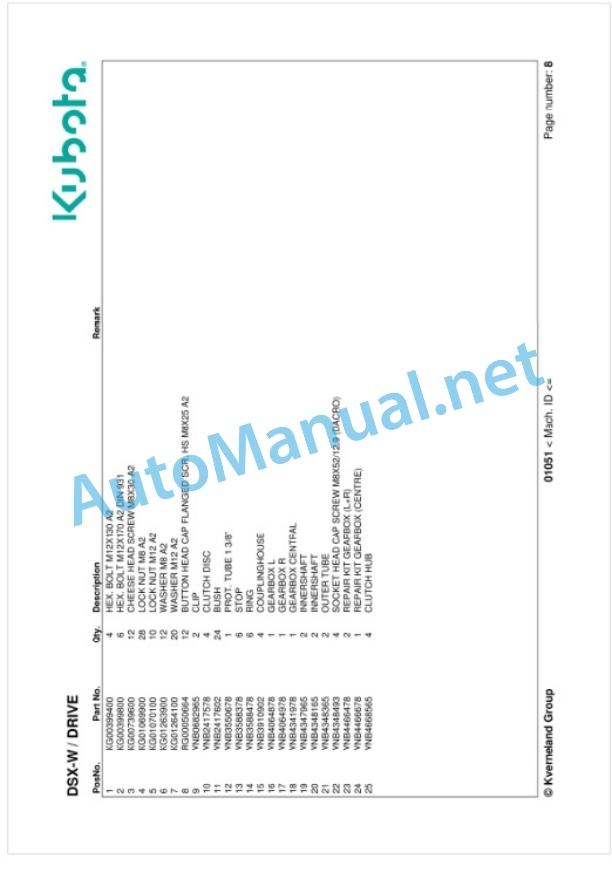Kubota DSX-W Parts Manual PDF-2