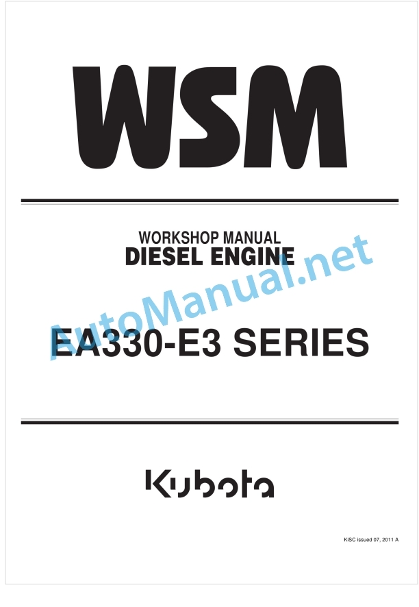 Kubota EA330-E3 Series Diesel Engine Workshop Manual PDF