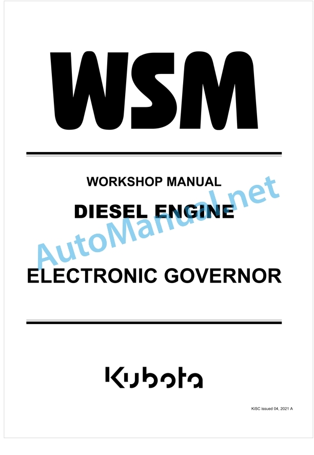 Kubota Electric Governor Diesel Engine Workshop Manual PDF