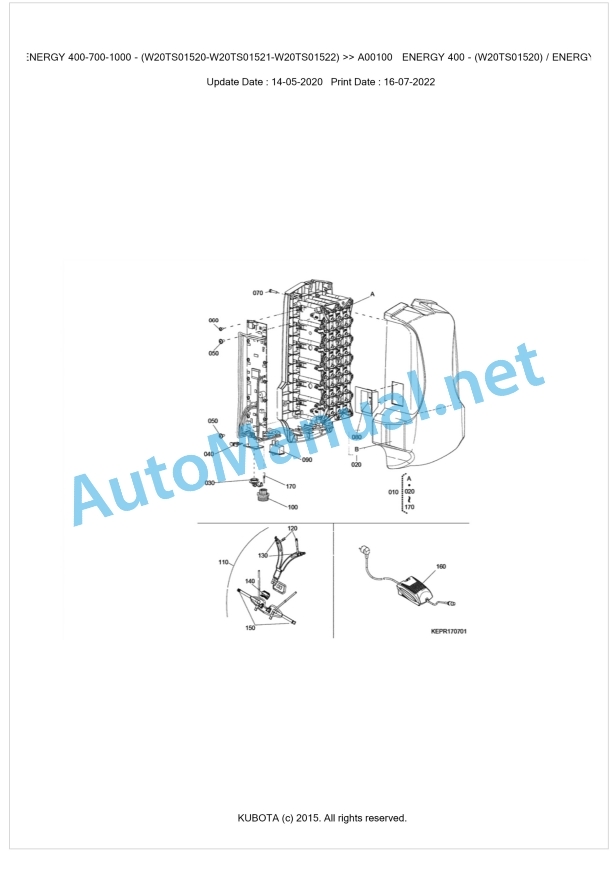 Kubota ENERGY 400-700-1000 Parts Manual PDF DE5142