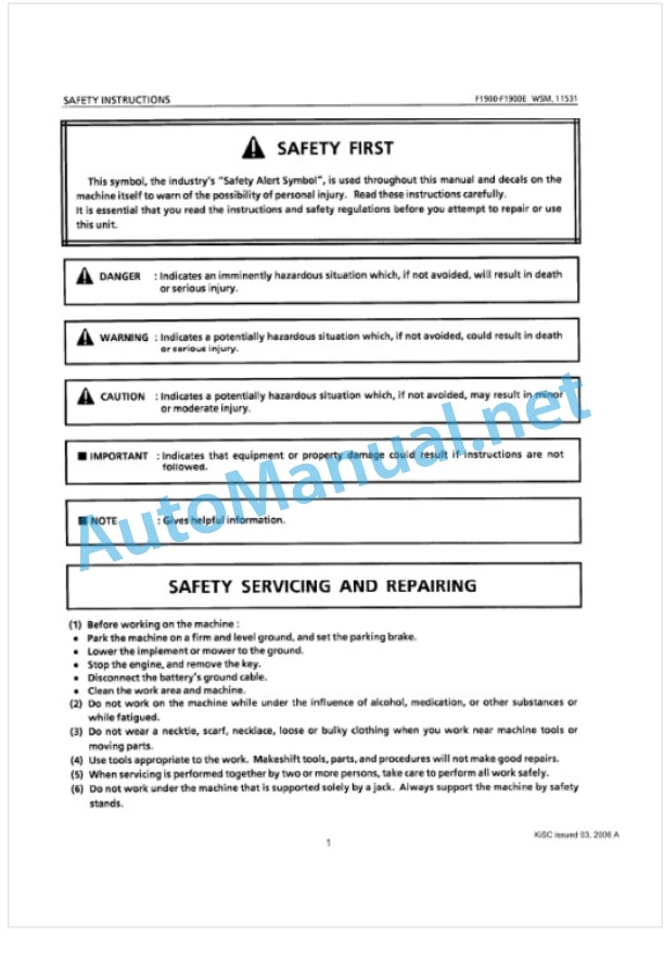Kubota F1900, F1900E Tractor Workshop Manual PDF 5 Kubota F1900, F1900E Tractor Workshop Manual PDF-5