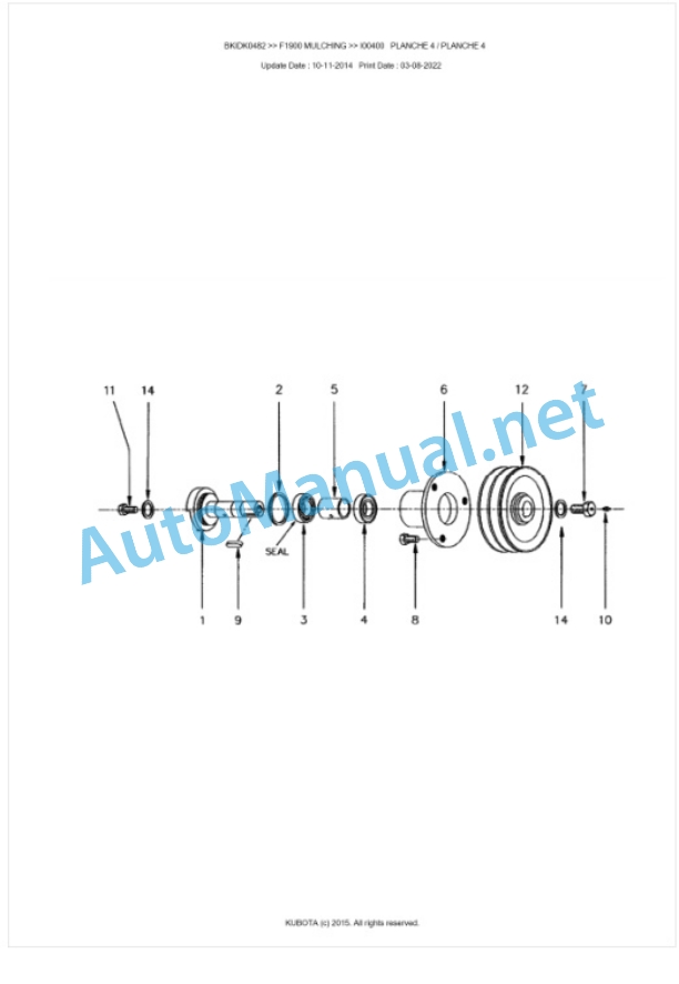 Kubota F1900 MULCHING Parts Manual PDF BKIDK0482 3 Kubota F1900 MULCHING Parts Manual PDF BKIDK0482-3