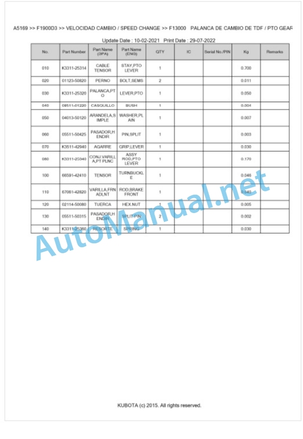 Kubota F1900D3 Parts Manual PDF BKIDA5169 4 Kubota F1900D3 Parts Manual PDF BKIDA5169-4