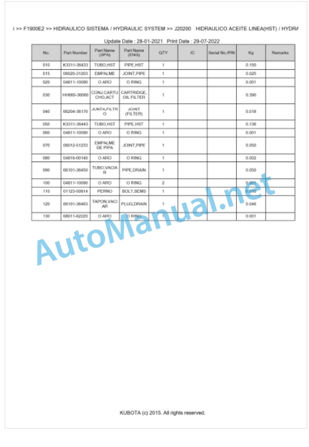 Kubota F1900E2 Parts Manual PDF BKIDA5094 5 Kubota F1900E2 Parts Manual PDF BKIDA5094-5