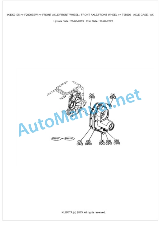 Kubota F2000ESW Parts Manual PDF BKIDK0175 4 Kubota F2000ESW Parts Manual PDF BKIDK0175-4