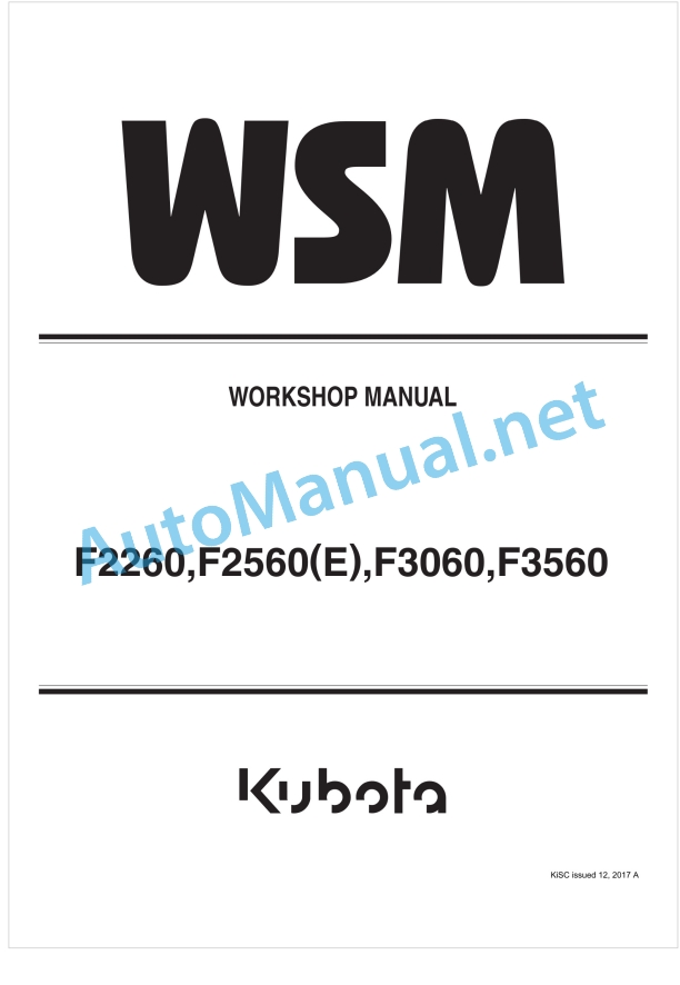 Kubota F2260, F2560, F2560E, F3060, F3560 Workshop Manual PDF