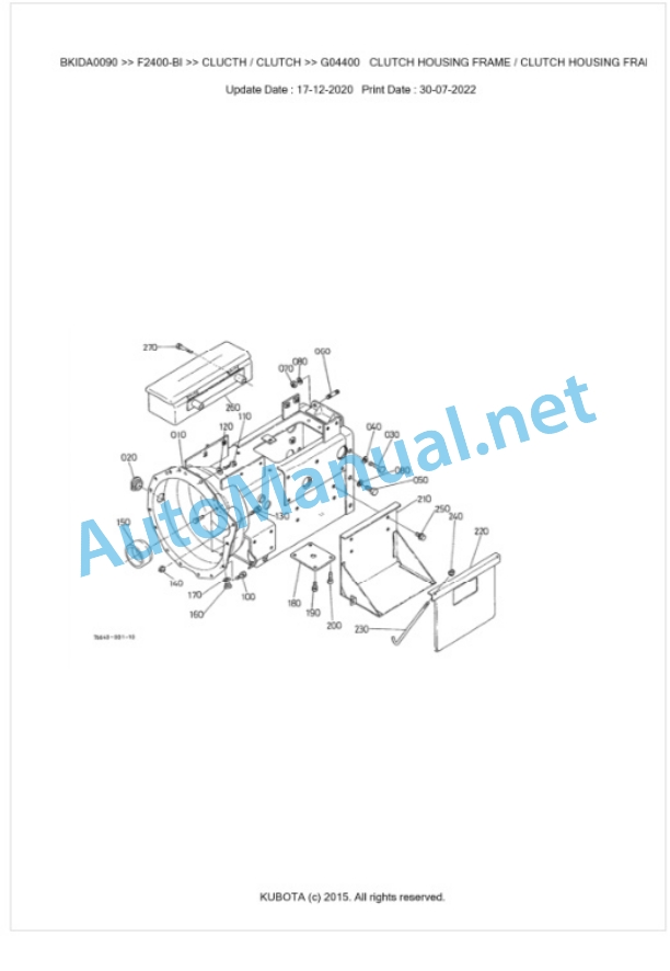 Kubota F2400-BI Parts Manual PDF BKIDA0090 3 Kubota F2400-BI Parts Manual PDF BKIDA0090-3