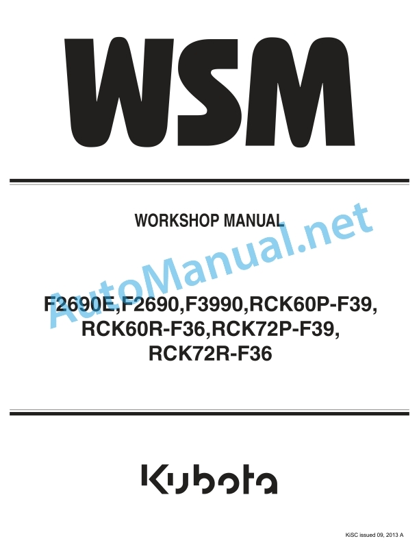 Kubota F2690E, F2690, F3990, RCK60P-F39, RCK60R Workshop Manual PDF