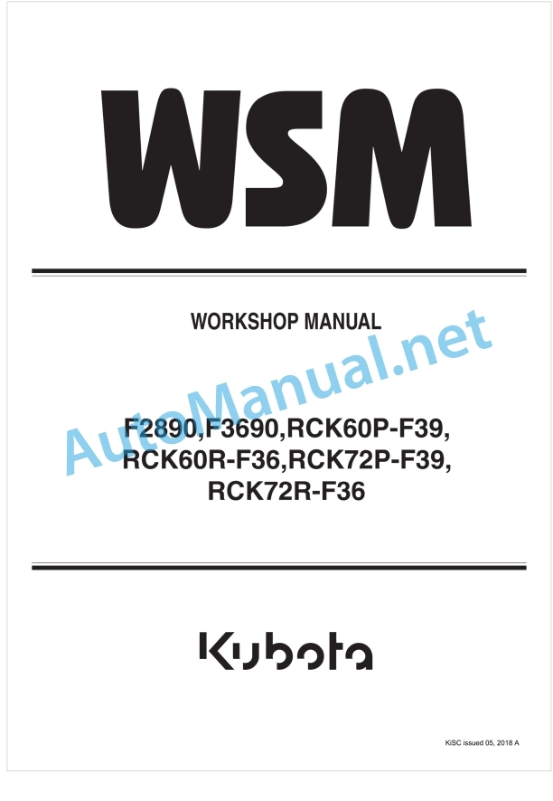 Kubota F2890, F3690, RCK60P-F39, RCK60R Workshop Manual PDF 1 Kubota F2890, F3690, RCK60P-F39, RCK60R Workshop Manual PDF
