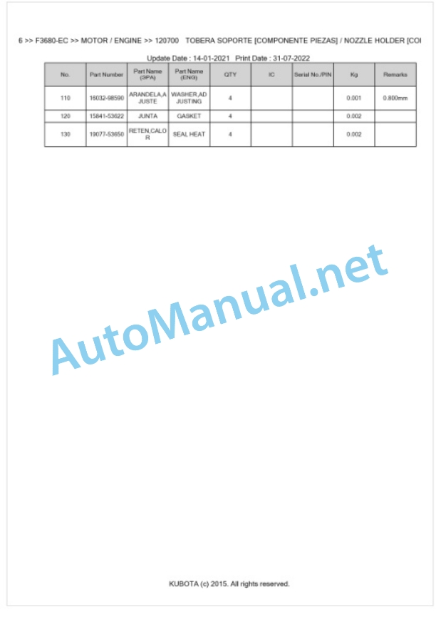 Kubota F3680-EC Parts Manual PDF BKIDA0316 2 Kubota F3680-EC Parts Manual PDF BKIDA0316-2