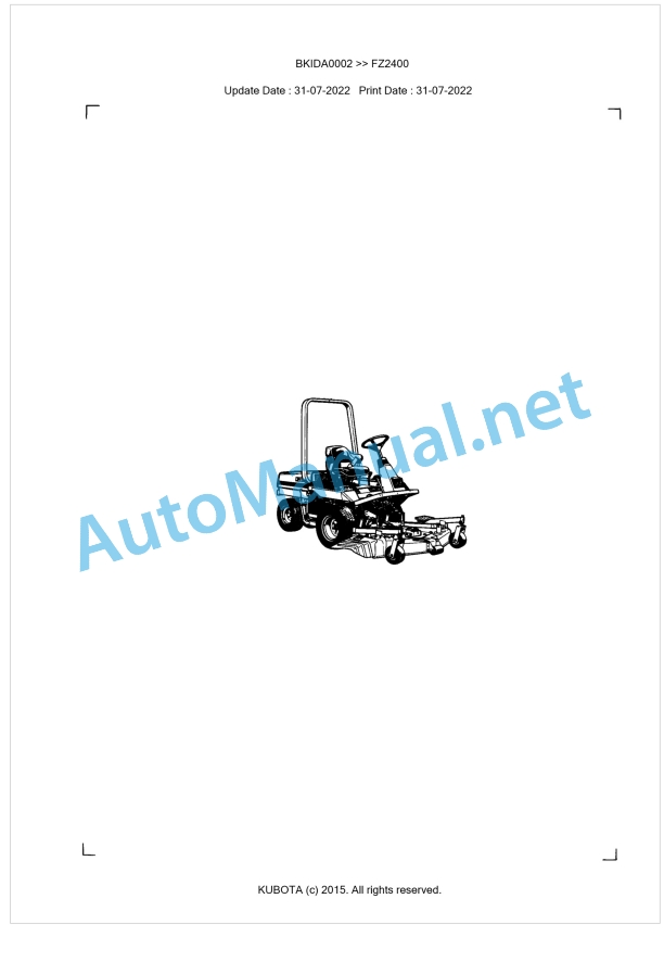 Kubota FZ2400 Parts Manual PDF BKIDA0002 1 Kubota FZ2400 Parts Manual PDF BKIDA0002