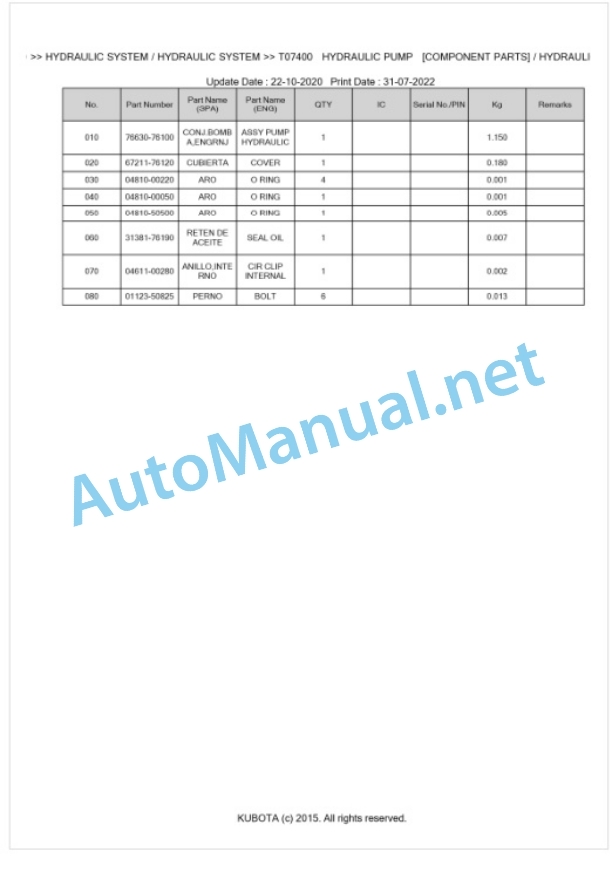 Kubota FZ2400 Parts Manual PDF BKIDA0002 5 Kubota FZ2400 Parts Manual PDF BKIDA0002-5