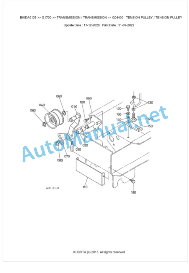 Kubota G1700 Parts Manual PDF BKIDA0103 4 Kubota G1700 Parts Manual PDF BKIDA0103-4