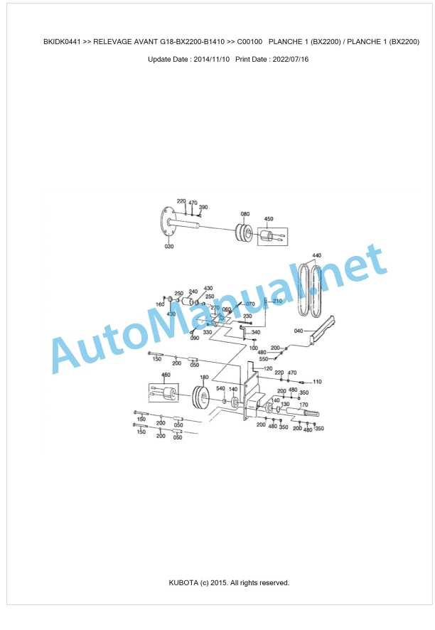 Kubota G18-BX2200-B1410 Relevage Avant Parts Manual PDF BKIDK0441 1 Kubota G18-BX2200-B1410 Relevage Avant Parts Manual PDF BKIDK0441