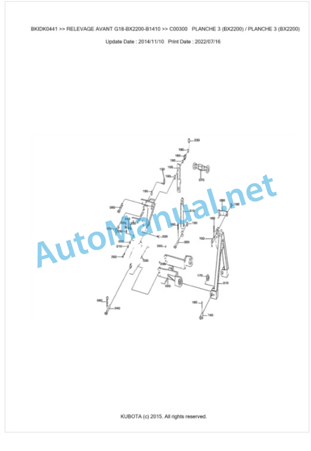 Kubota G18-BX2200-B1410 Relevage Avant Parts Manual PDF BKIDK0441 2 Kubota G18-BX2200-B1410 Relevage Avant Parts Manual PDF BKIDK0441-2