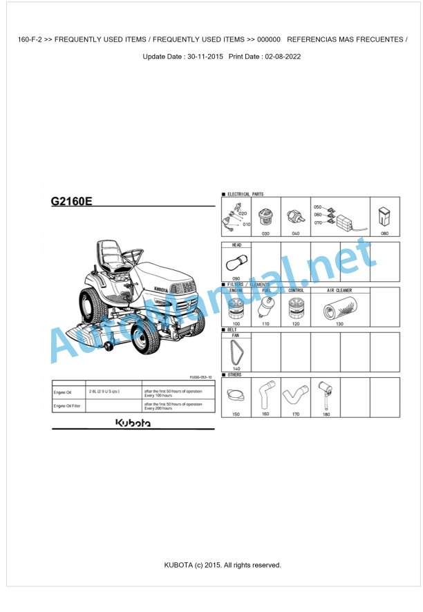 Kubota G2160-F-2 Parts Manual PDF BKIDK5061 1 Kubota G2160-F-2 Parts Manual PDF BKIDK5061