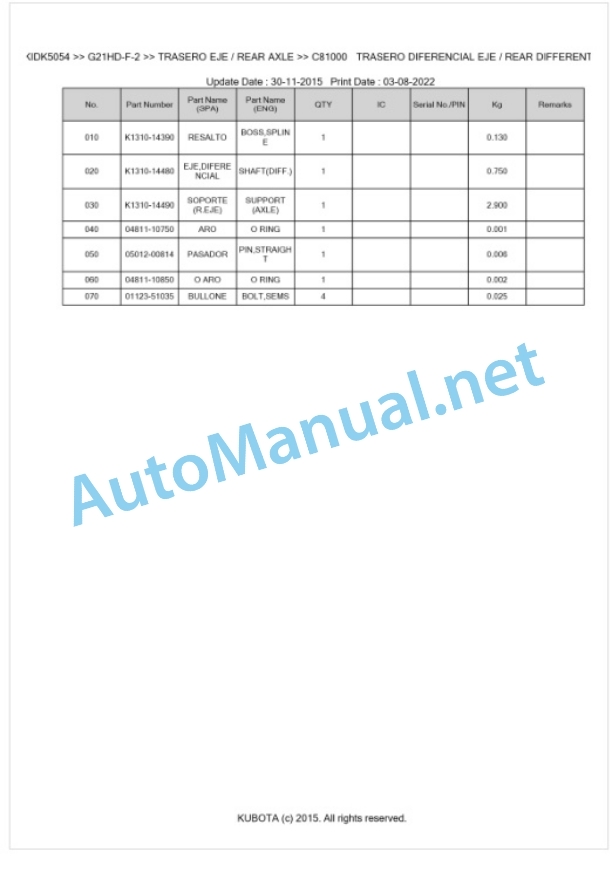 Kubota G21HD-F-2 Parts Manual PDF BKIDK5054 4 Kubota G21HD-F-2 Parts Manual PDF BKIDK5054-4