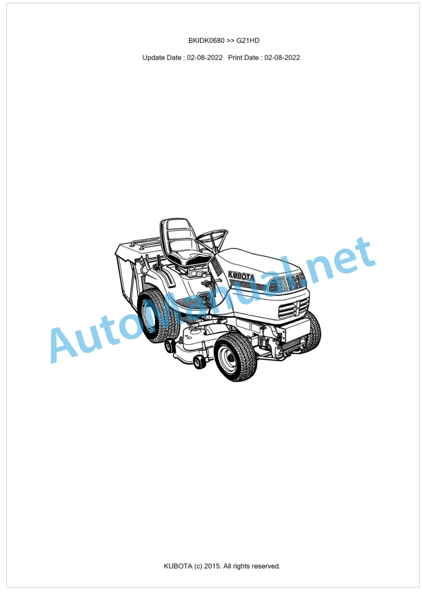 Kubota G21HD Parts Manual PDF BKIDK0680 1 Kubota G21HD Parts Manual PDF BKIDK0680