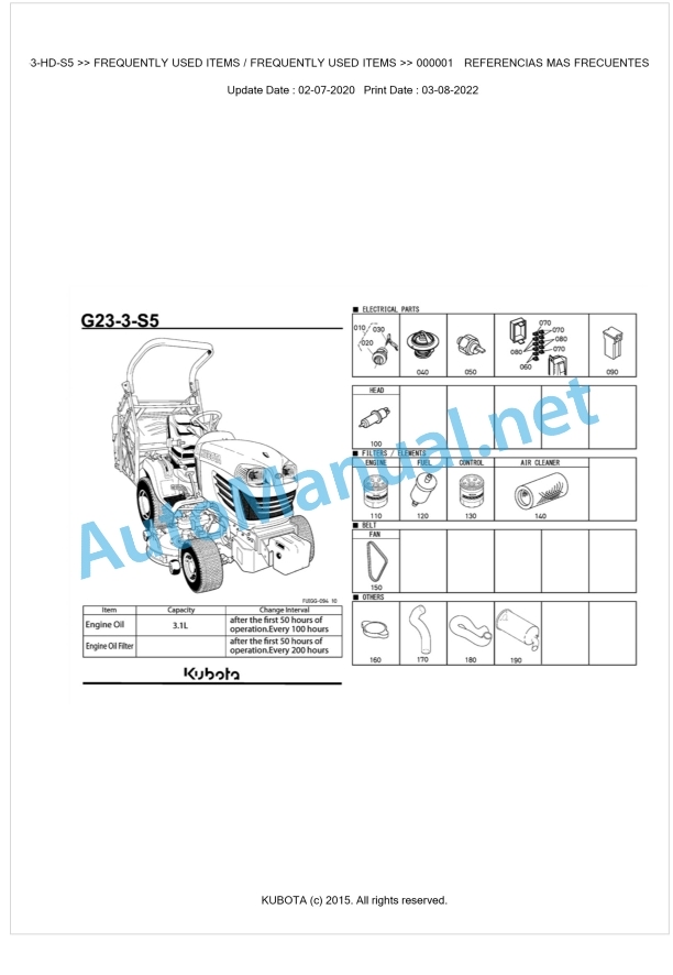 Kubota G23-3-HD-S5 Parts Manual PDF BKIDK5366 1 Kubota G23-3-HD-S5 Parts Manual PDF BKIDK5366