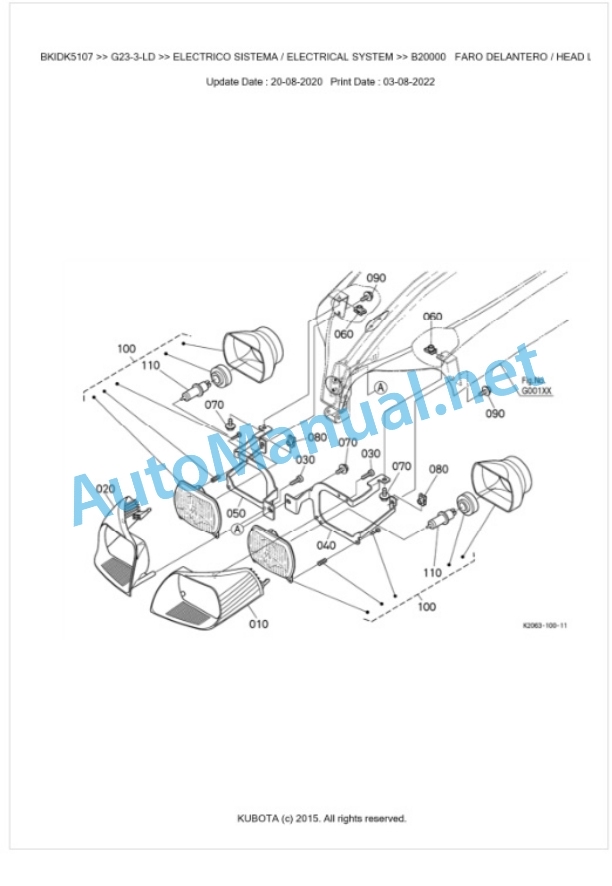 Kubota G23-3-LD Parts Manual PDF BKIDK5107-3