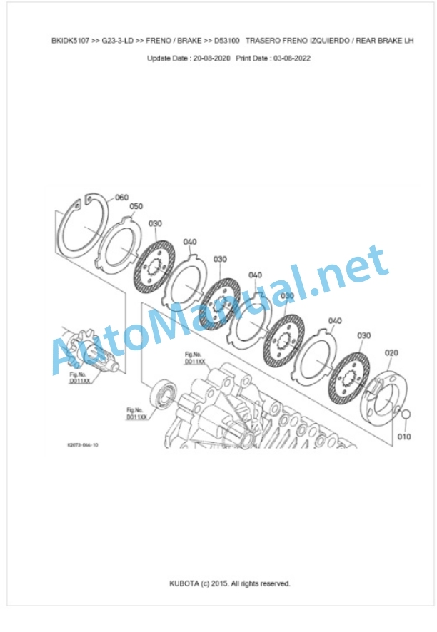 Kubota G23-3-LD Parts Manual PDF BKIDK5107-4