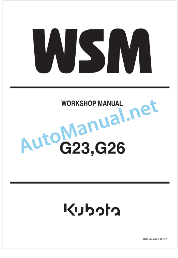 Kubota G23, G26 Workshop Manual PDF