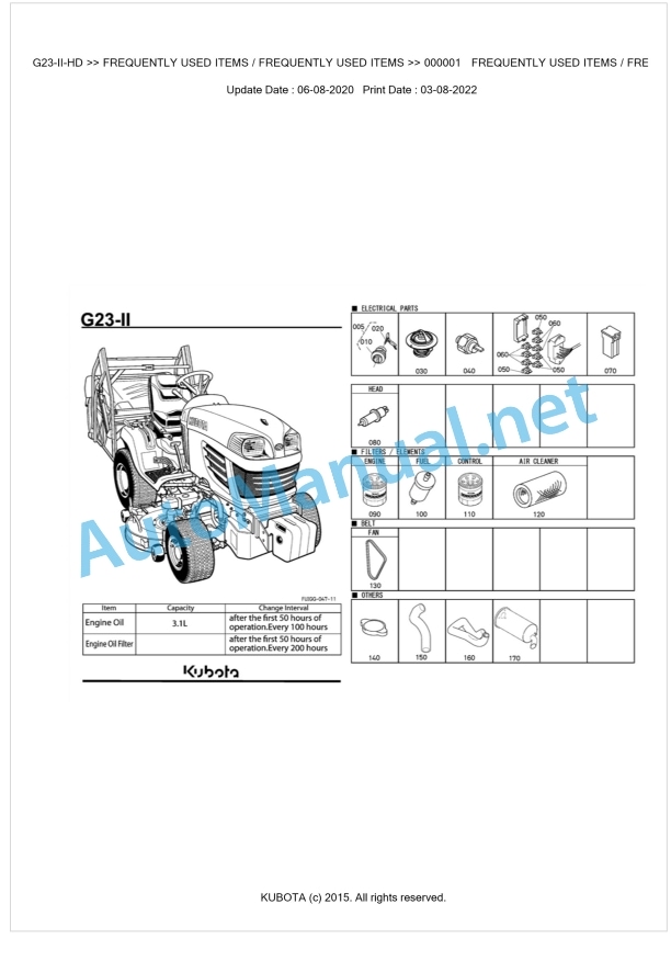 Kubota G23-II-HD Parts Manual PDF BKIDK5041 1 Kubota G23-II-HD Parts Manual PDF BKIDK5041