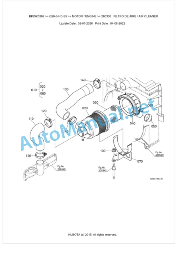 Kubota G26-3-HD-S5 Parts Manual PDF BKIDK5368 2 Kubota G26-3-HD-S5 Parts Manual PDF BKIDK5368-2