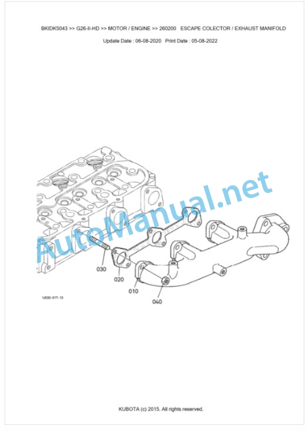 Kubota G26-II-HD Parts Manual PDF BKIDK5043 2 Kubota G26-II-HD Parts Manual PDF BKIDK5043-2