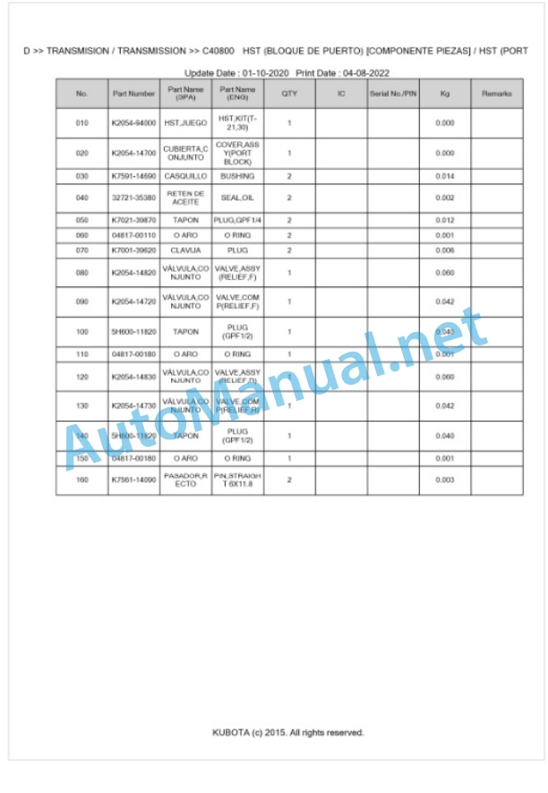 Kubota G261-LD Parts Manual PDF BKIDK5411 3 Kubota G261-LD Parts Manual PDF BKIDK5411-3
