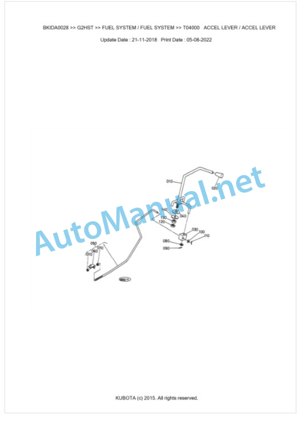 Kubota G2HST Parts Manual PDF BKIDA0028 3 Kubota G2HST Parts Manual PDF BKIDA0028-3