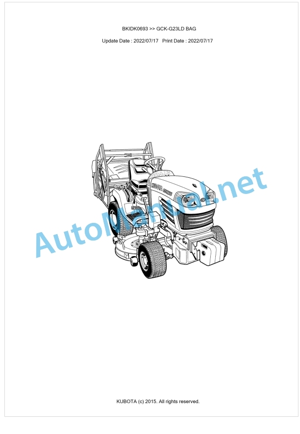 Kubota GCK-G23LD BAG Parts Manual PDF BKIDK0693 1 Kubota GCK-G23LD BAG Parts Manual PDF BKIDK0693