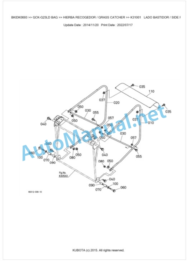 Kubota GCK-G23LD BAG Parts Manual PDF BKIDK0693 3 Kubota GCK-G23LD BAG Parts Manual PDF BKIDK0693-3