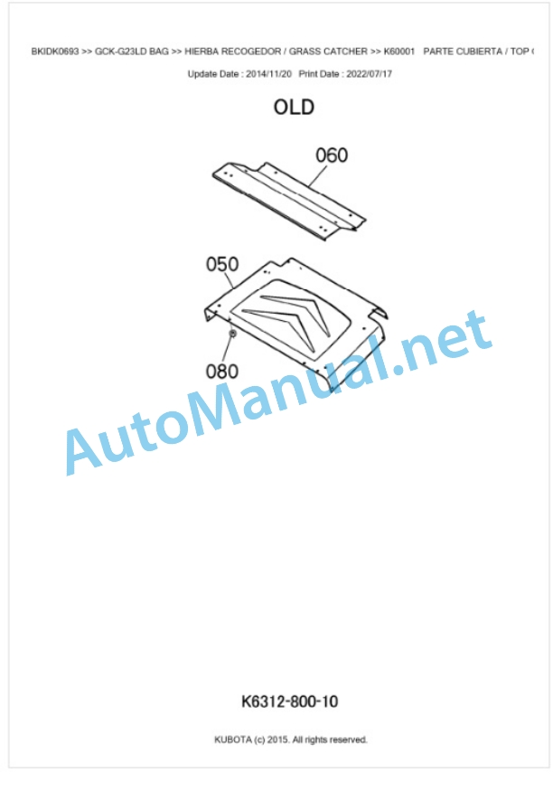 Kubota GCK-G23LD BAG Parts Manual PDF BKIDK0693 5 Kubota GCK-G23LD BAG Parts Manual PDF BKIDK0693-5