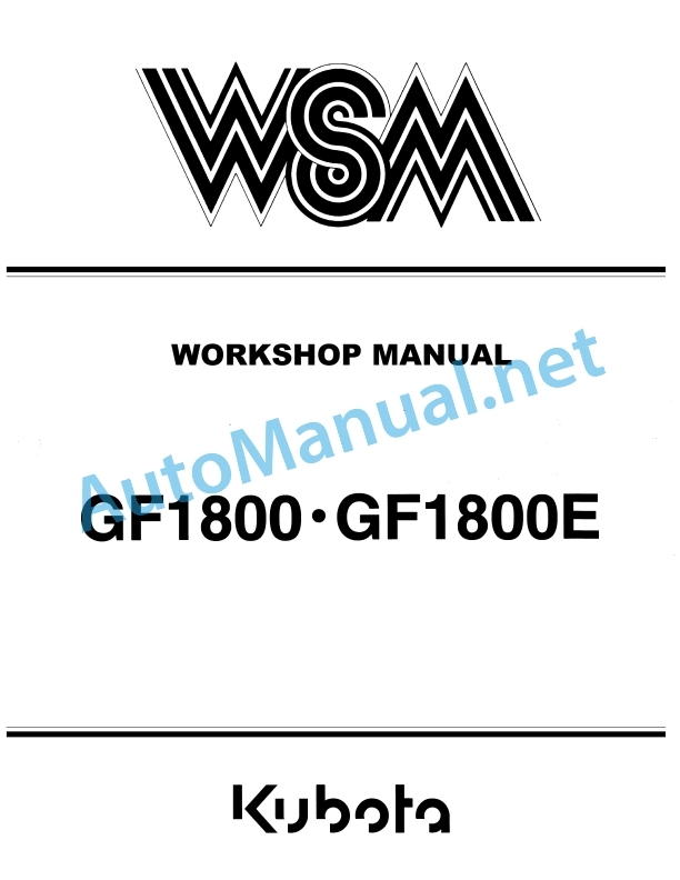 Kubota GF1800, GF1800E Workshop Manual PDF